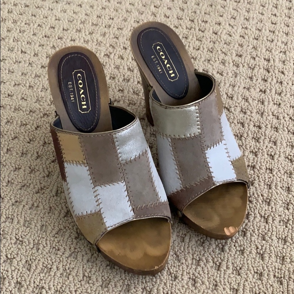 Coach Brown Heeled Mules